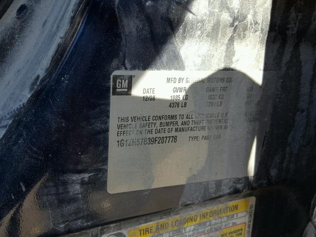 1G1ZH57B39F207778 - 2009 CHEVROLET MALIBU 1LT ლურჯი ფოტო 10