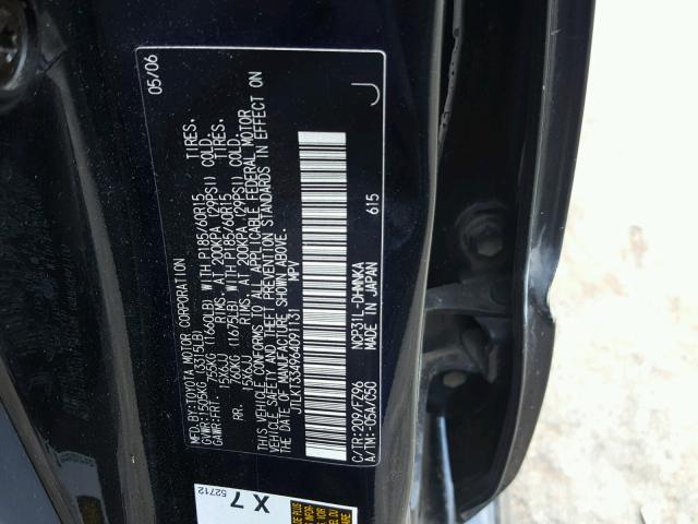 JTLKT334964091131 - 2006 TOYOTA SCION XB BLACK photo 10