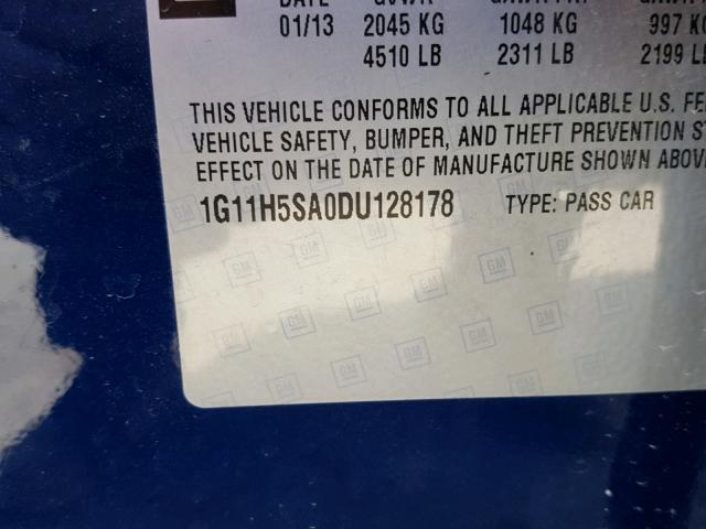 1G11H5SA0DU128178 - 2013 CHEVROLET MALIBU LTZ 蓝色 照片 10