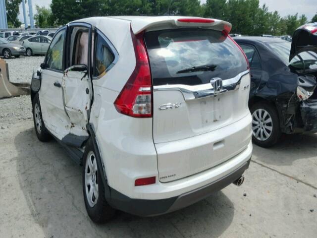 5J6RM4H3XFL001224 - 2015 HONDA CR-V LX WHITE photo 3