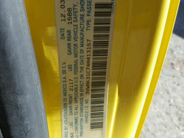 3VWBK31C74M413157 - 2004 VOLKSWAGEN NEW BEETLE Sarı foto 10