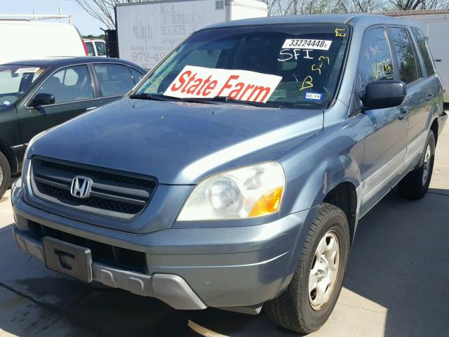 2HKYF18175H530741 - 2005 HONDA PILOT LX TEAL photo 2