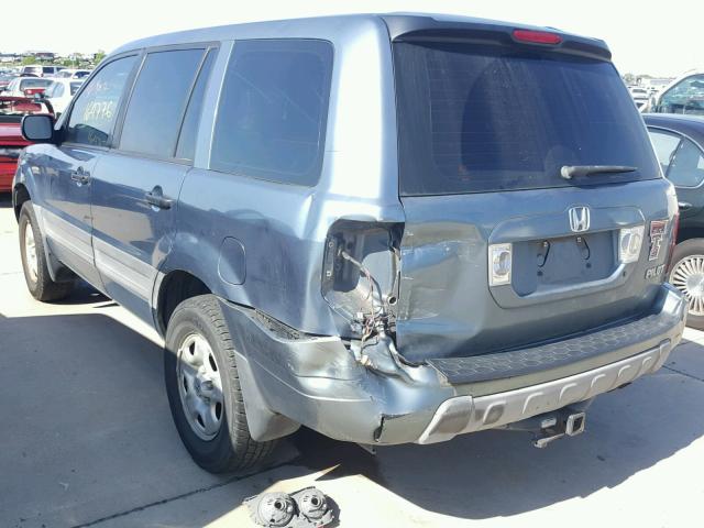 2HKYF18175H530741 - 2005 HONDA PILOT LX TEAL photo 3