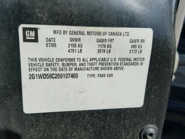 2G1WD58C269107469 - 2006 CHEVROLET IMPALA SUP 黑色 照片 10