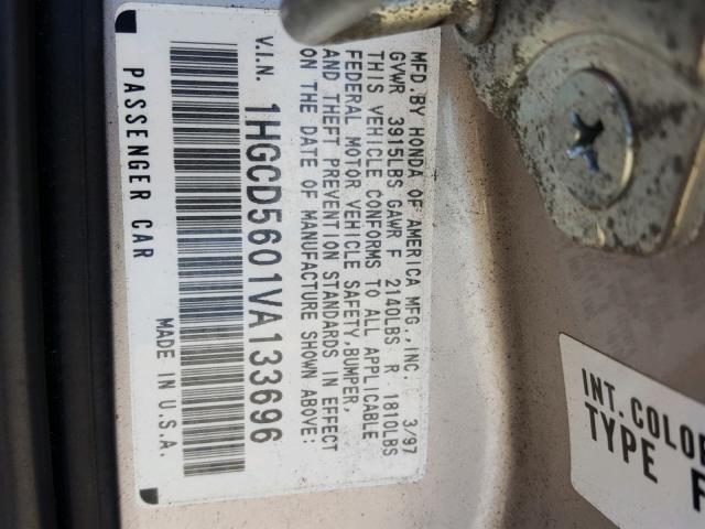 1HGCD5601VA133696 - 1997 HONDA ACCORD SE SILVER photo 10