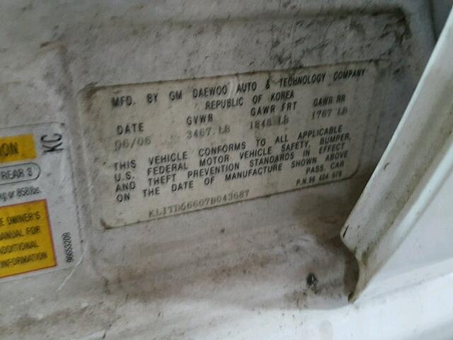 KL1TD56607B043687 - 2007 CHEVROLET AVEO BASE Ağ foto 10