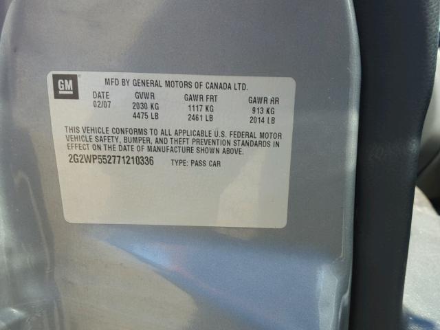 2G2WP552771210336 - 2007 PONTIAC GRAND PRIX ნაცრისფერი ფოტო 10