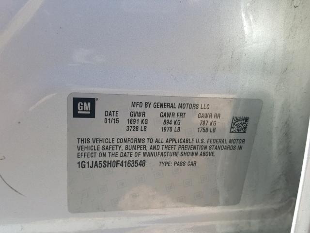 1G1JA5SH0F4163548 - 2015 CHEVROLET SONIC LS SILVER photo 10