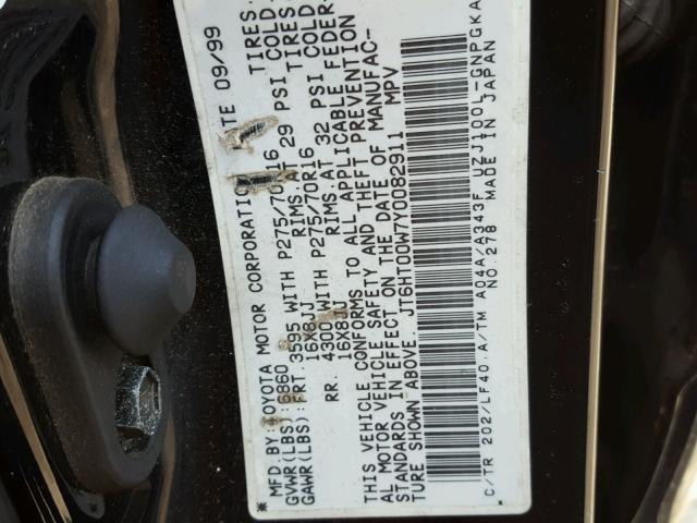 JT6HT00W7Y0082911 - 2000 LEXUS LX 470 BLACK photo 10