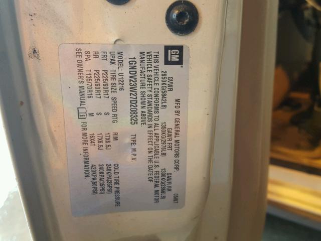 1GNDV23W27D208325 - 2007 CHEVROLET UPLANDER L 银色 照片 10