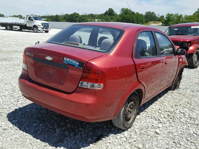 KL1TD526X5B356362 - 2005 CHEVROLET AVEO RED photo 4