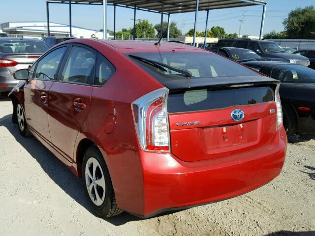 JTDKN3DU9C1542463 - 2012 TOYOTA PRIUS RED photo 3