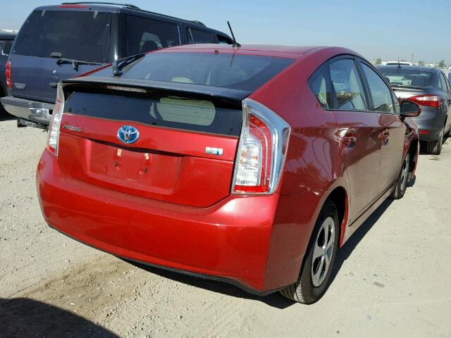 JTDKN3DU9C1542463 - 2012 TOYOTA PRIUS RED photo 4