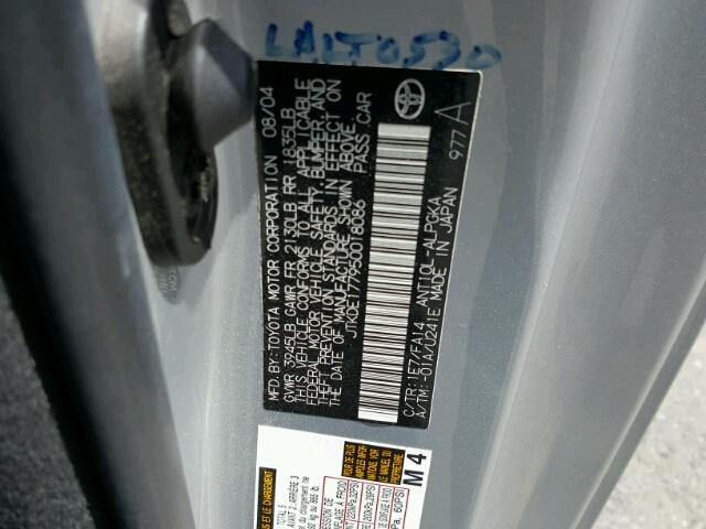 JTKDE177950018086 - 2005 TOYOTA SCION TC 银色 照片 10