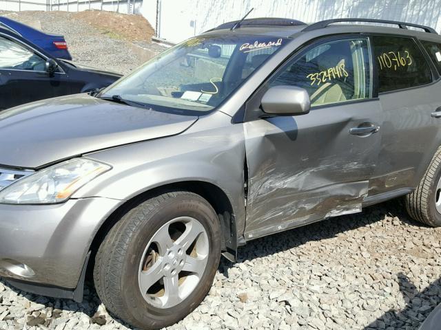 JN8AZ08W34W302683 - 2004 NISSAN MURANO SL GRAY photo 9