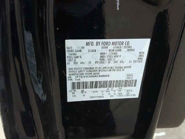 1FTEX1CW6AFA95055 - 2010 FORD F150 BLACK photo 10