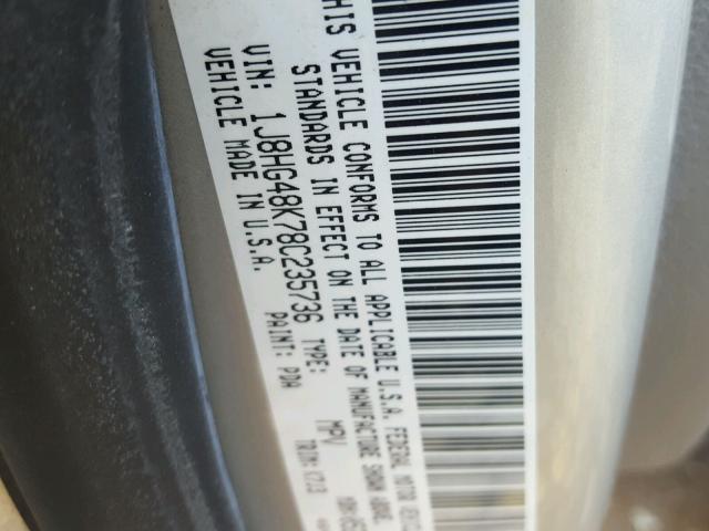 1J8HG48K78C235736 - 2008 JEEP COMMANDER WHITE photo 10