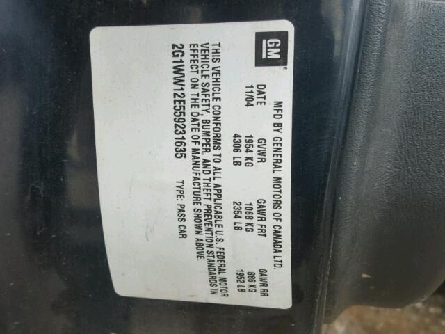 2G1WW12E559231635 - 2005 CHEVROLET MONTE CARL 黑色 照片 10