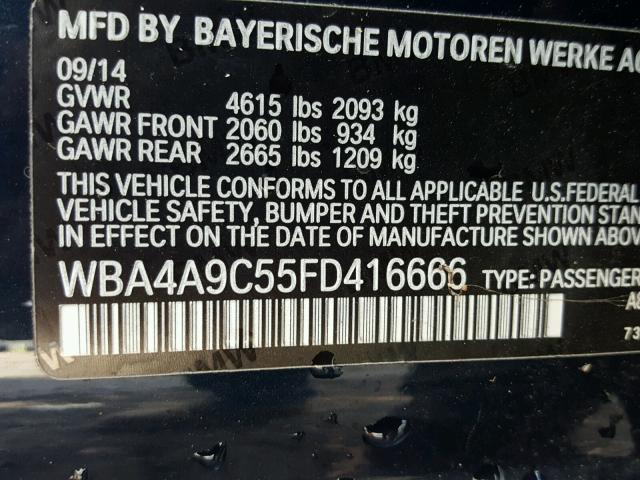 WBA4A9C55FD416666 - 2015 BMW 428 I BLUE photo 10