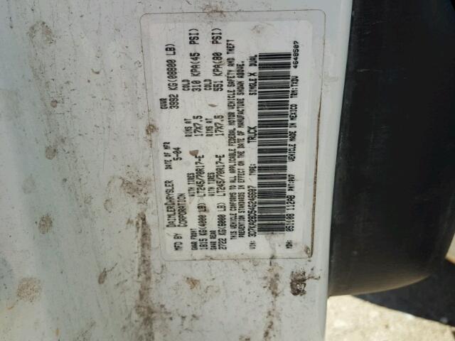3D7KA28D54G246607 - 2004 DODGE RAM 2500 S WHITE photo 10