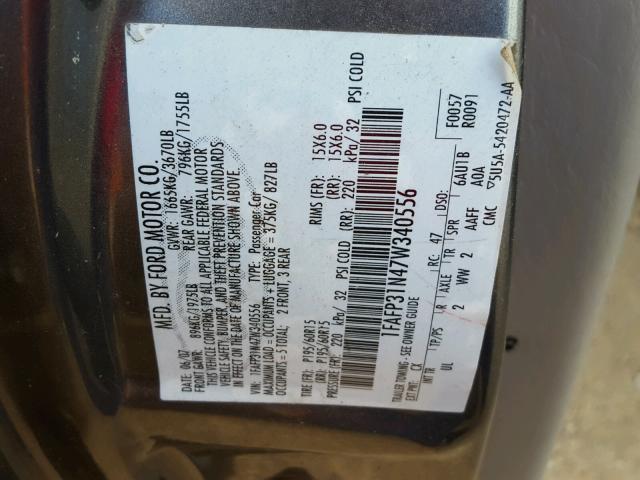 1FAFP31N47W340556 - 2007 FORD FOCUS ZX3 GRAY photo 10