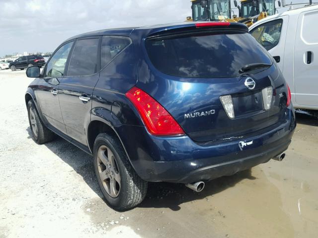 JN8AZ08T05W304446 - 2005 NISSAN MURANO SL BLUE photo 3