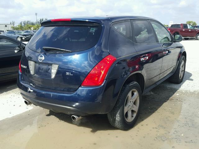 JN8AZ08T05W304446 - 2005 NISSAN MURANO SL BLUE photo 4