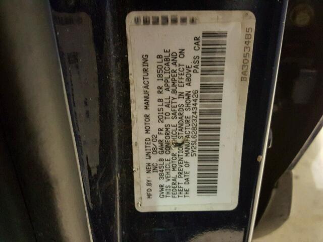 5Y2SL62823Z434426 - 2003 PONTIAC VIBE BLUE photo 10