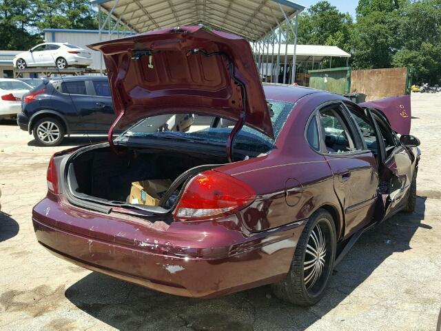 1FAFP56U15A249332 - 2005 FORD TAURUS SEL BURGUNDY photo 4