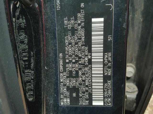 JTLKT324350205776 - 2005 TOYOTA SCION XB შავი ფოტო 10