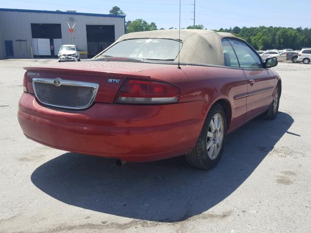 1C3EL75R34N174459 - 2004 CHRYSLER SEBRING GT RED photo 4