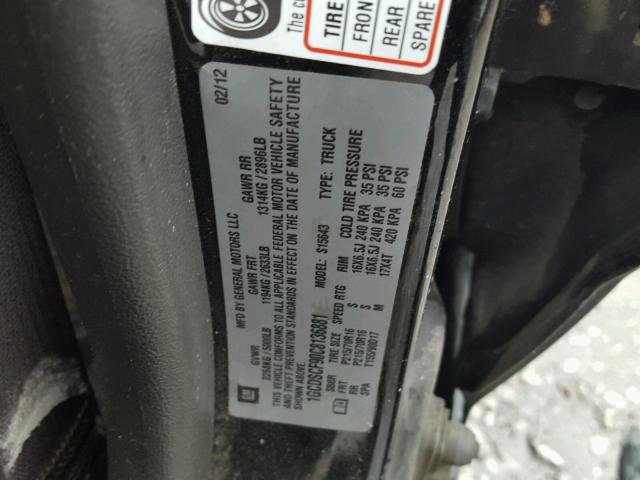 1GCDSCF90C8136881 - 2012 CHEVROLET COLORADO L BLACK photo 10