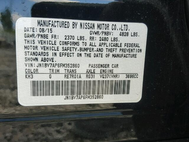 JN1BV7AP6FM352860 - 2015 INFINITI Q50 BASE Negro foto 10