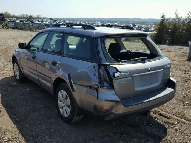 4S4BP60C187355744 - 2008 SUBARU OUTBACK SILVER photo 3