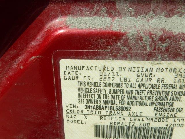 3N1AB6AP1BL680092 - 2011 NISSAN SENTRA 2.0 RED photo 10