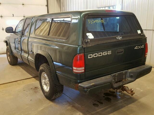 1B7GG22N6YS580143 - 2000 DODGE DAKOTA GREEN photo 3