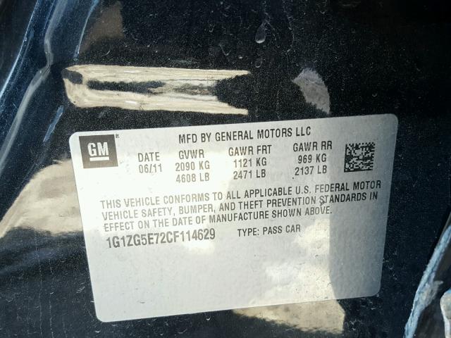 1G1ZG5E72CF114629 - 2012 CHEVROLET MALIBU LTZ 黑色 照片 10