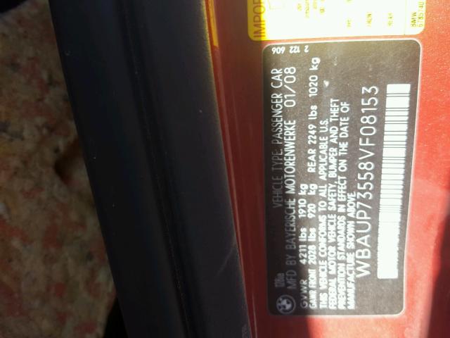WBAUP73558VF08153 - 2008 BMW 128 I ORANGE photo 10