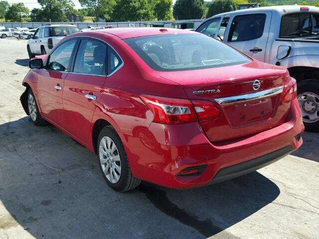 3N1AB7AP7HL662503 - 2017 NISSAN SENTRA S RED photo 3