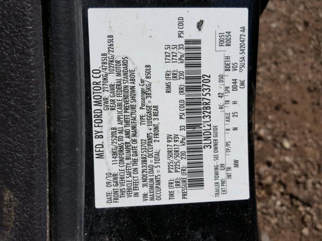 3LNDL2L32BR753702 - 2011 LINCOLN MKZ HYBRID BLACK photo 10