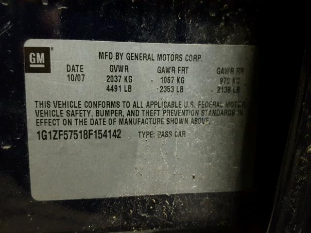 1G1ZF57518F154142 - 2008 CHEVROLET MALIBU HYB ლურჯი ფოტო 10