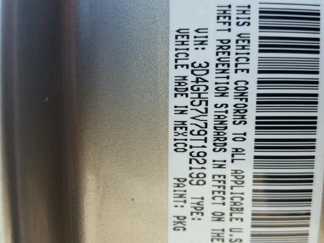 3D4GH57V79T192199 - 2009 DODGE JOURNEY SX GOLD photo 10