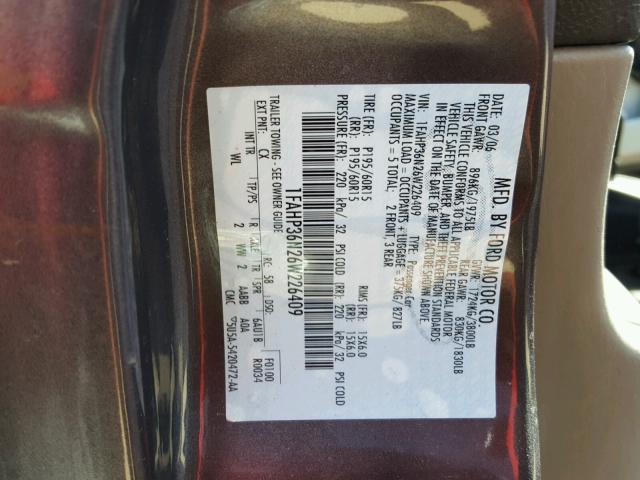 1FAHP36N26W226409 - 2006 FORD FOCUS ZXW GRAY photo 10