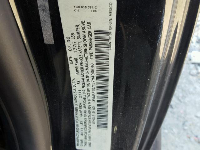 3VWRF31Y37M400540 - 2007 VOLKSWAGEN NEW BEETLE შავი ფოტო 10