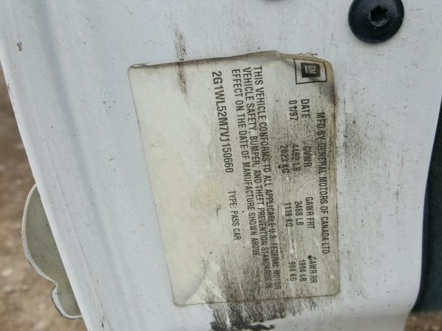 2G1WL52M7V1150660 - 1997 CHEVROLET LUMINA BAS თეთრი ფოტო 10