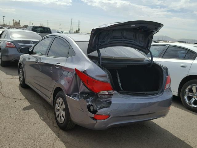 KMHCT4AE8GU076070 - 2016 HYUNDAI ACCENT SE GRAY photo 3