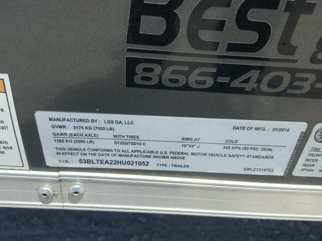 53BLTEA22HU021052 - 2017 UTILITY TRAILER BLACK photo 10
