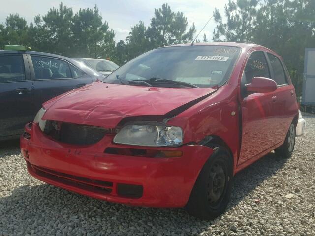KL1TD62645B364348 - 2005 CHEVROLET AVEO BASE Կարմիր լուսանկար 2