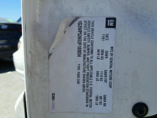 1G2WP52K62F180834 - 2002 PONTIAC GRAND PRIX WHITE photo 10