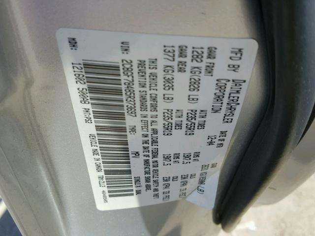 2C8GF78485R373697 - 2005 CHRYSLER PACIFICA L ვერცხლისფერი ფოტო 10